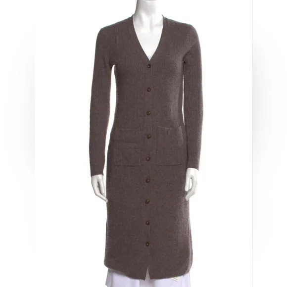 NAADAM Brown Cashmere Ribbed Sweater Dress - Picture 1 of 7